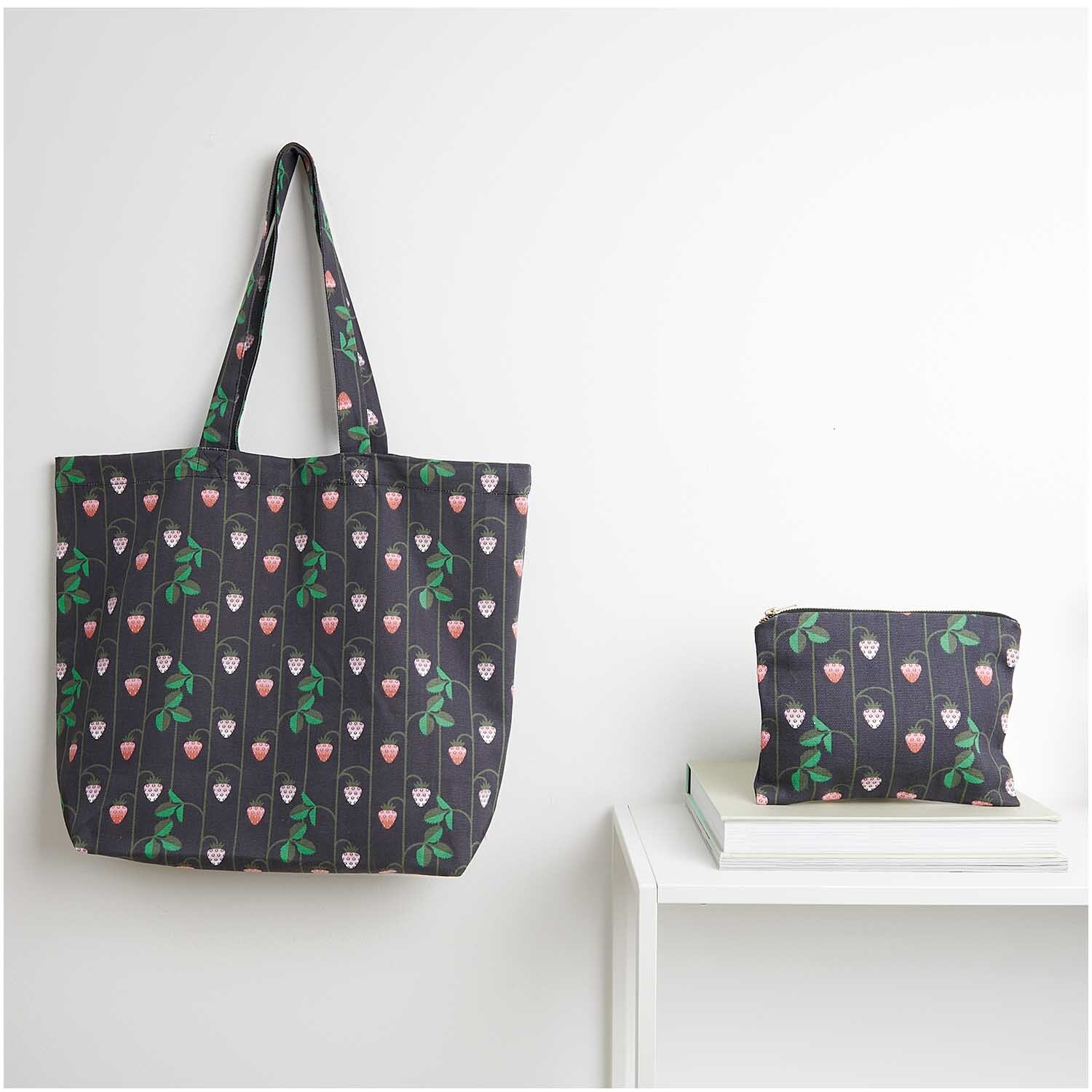 Canvas-Shopper Erdbeeren blau