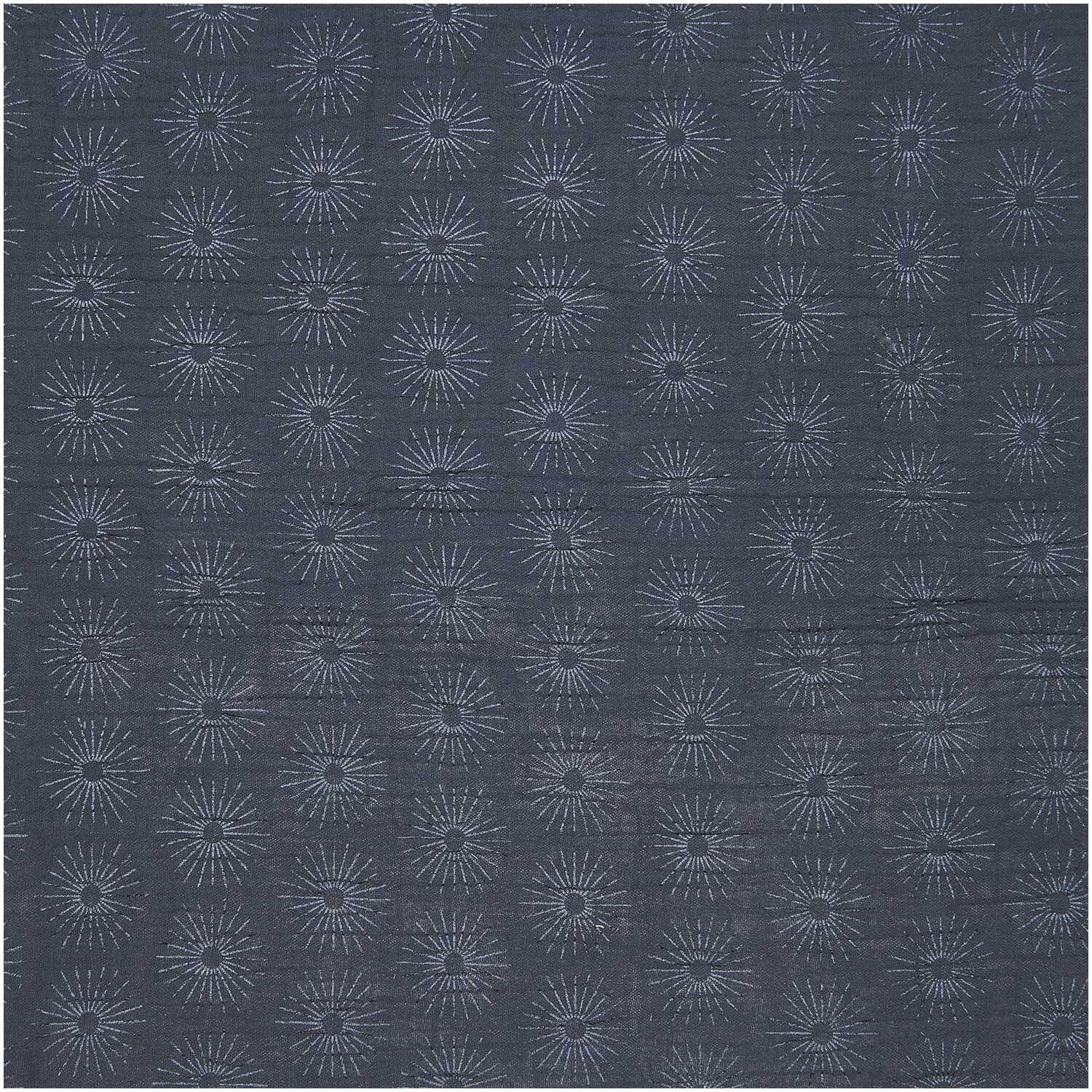 Stoffabschnitt Krinkelmusselin Rosette blau 50x130cm Hot Foil