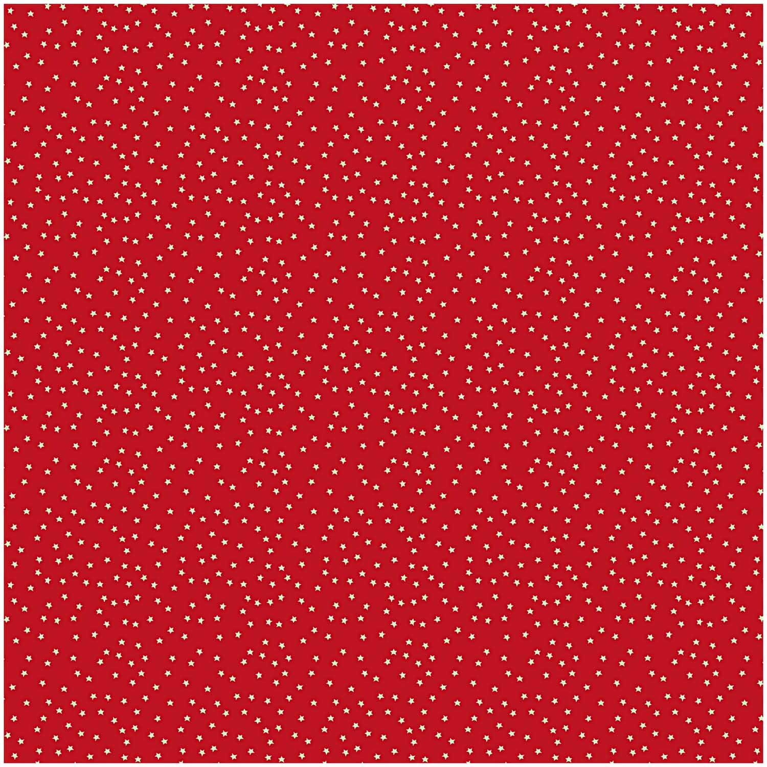 Stoff Sterne rot-natur 140cm