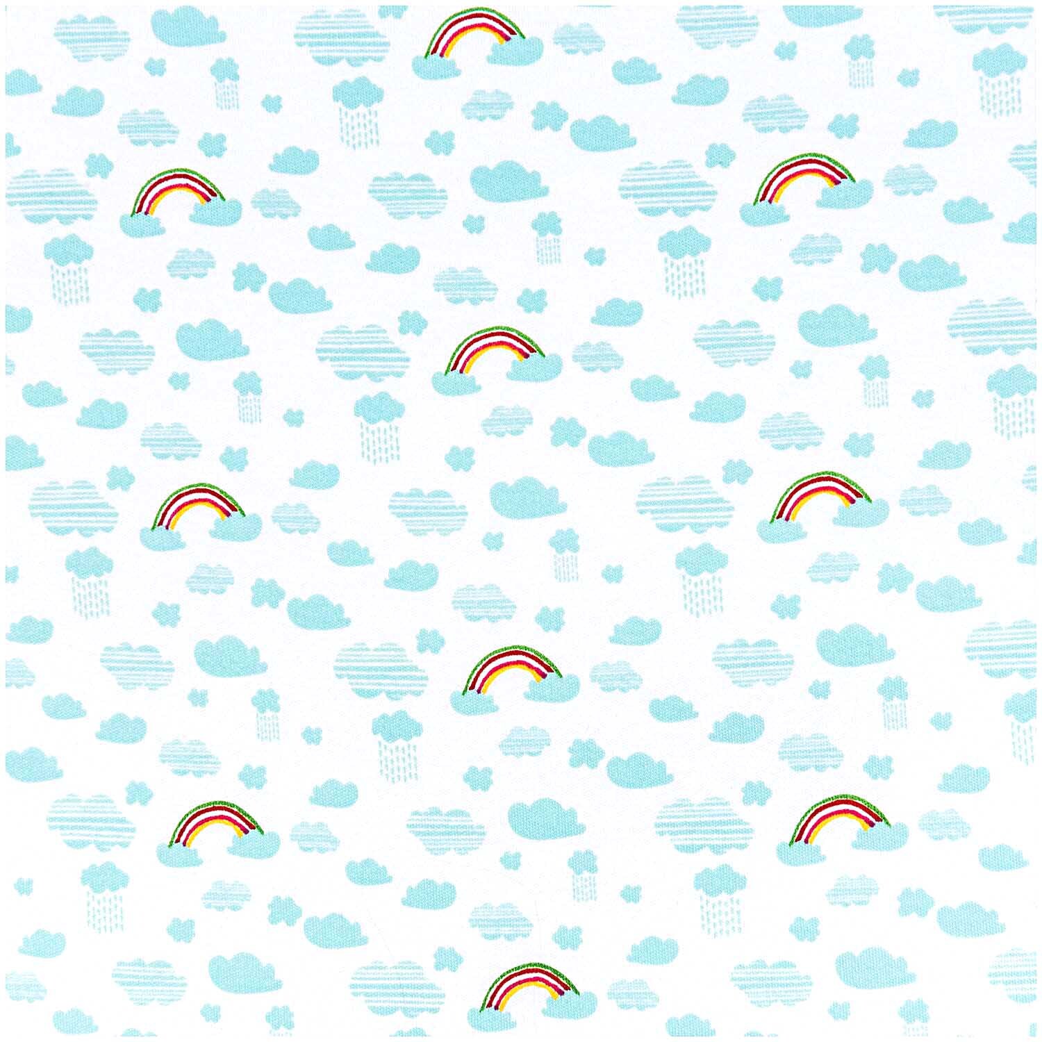 Stoff Jersey weiß-Regenbogen 145cm