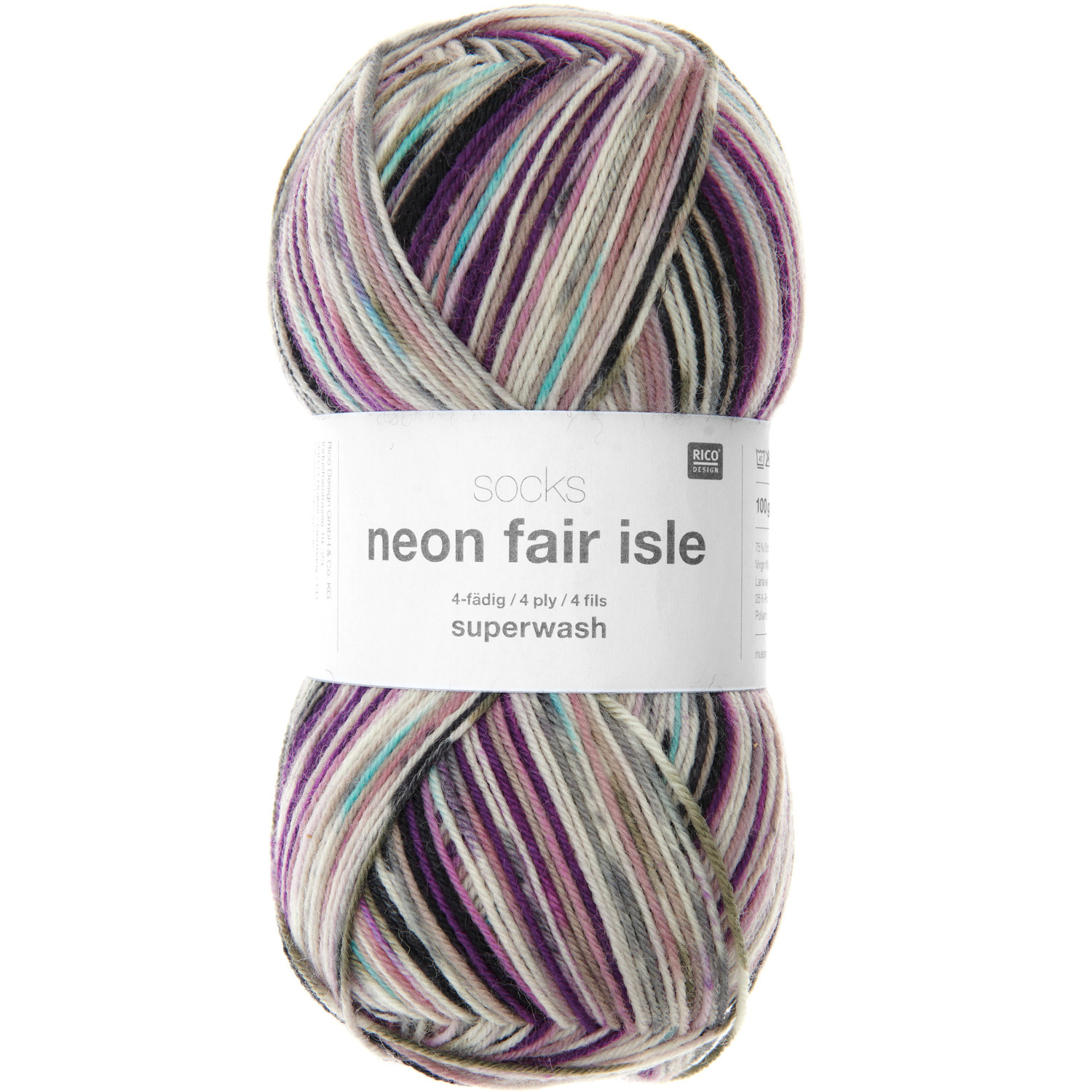 Socks Neon Fair Isle 4-fädig