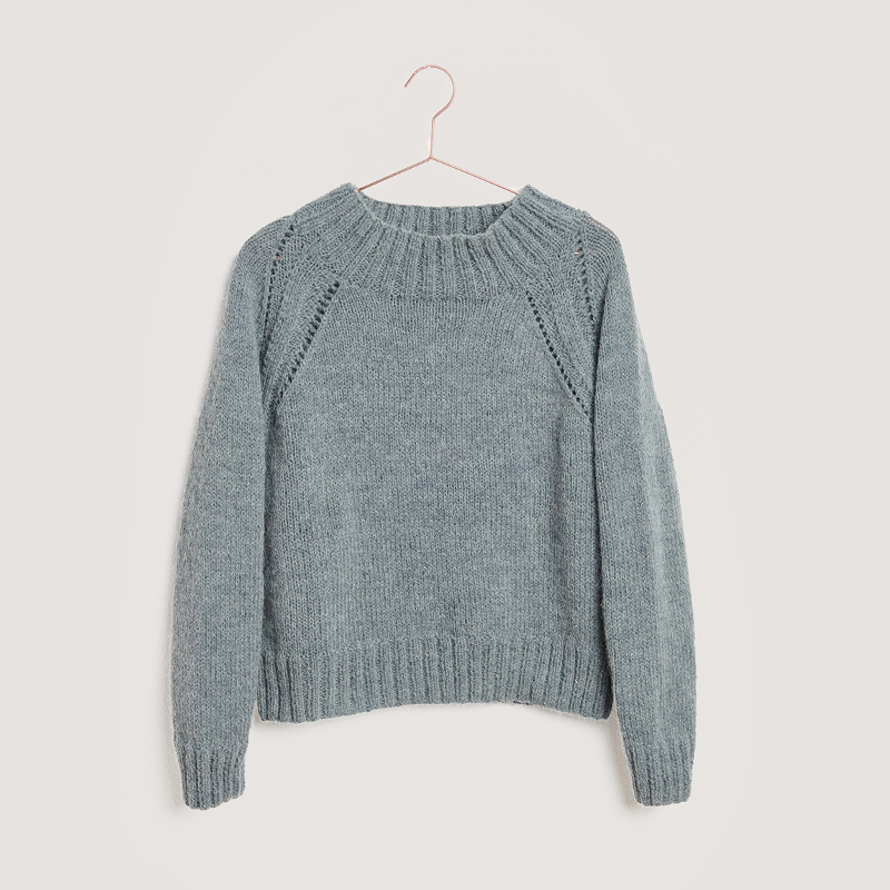 Gestrickter Pullover in Grau-Blau