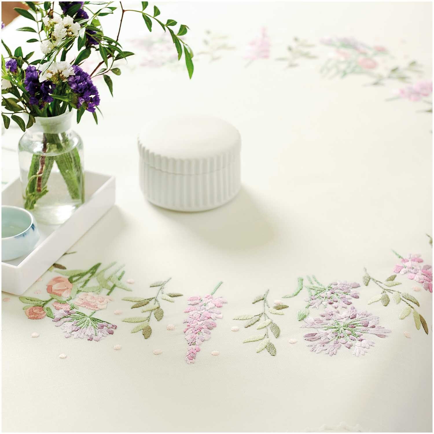 Stickpackung Decke Blumenkranz 90x90cm