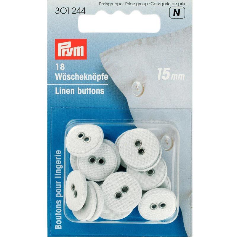 Wäscheknopf 15mm Leinen 18 Stück