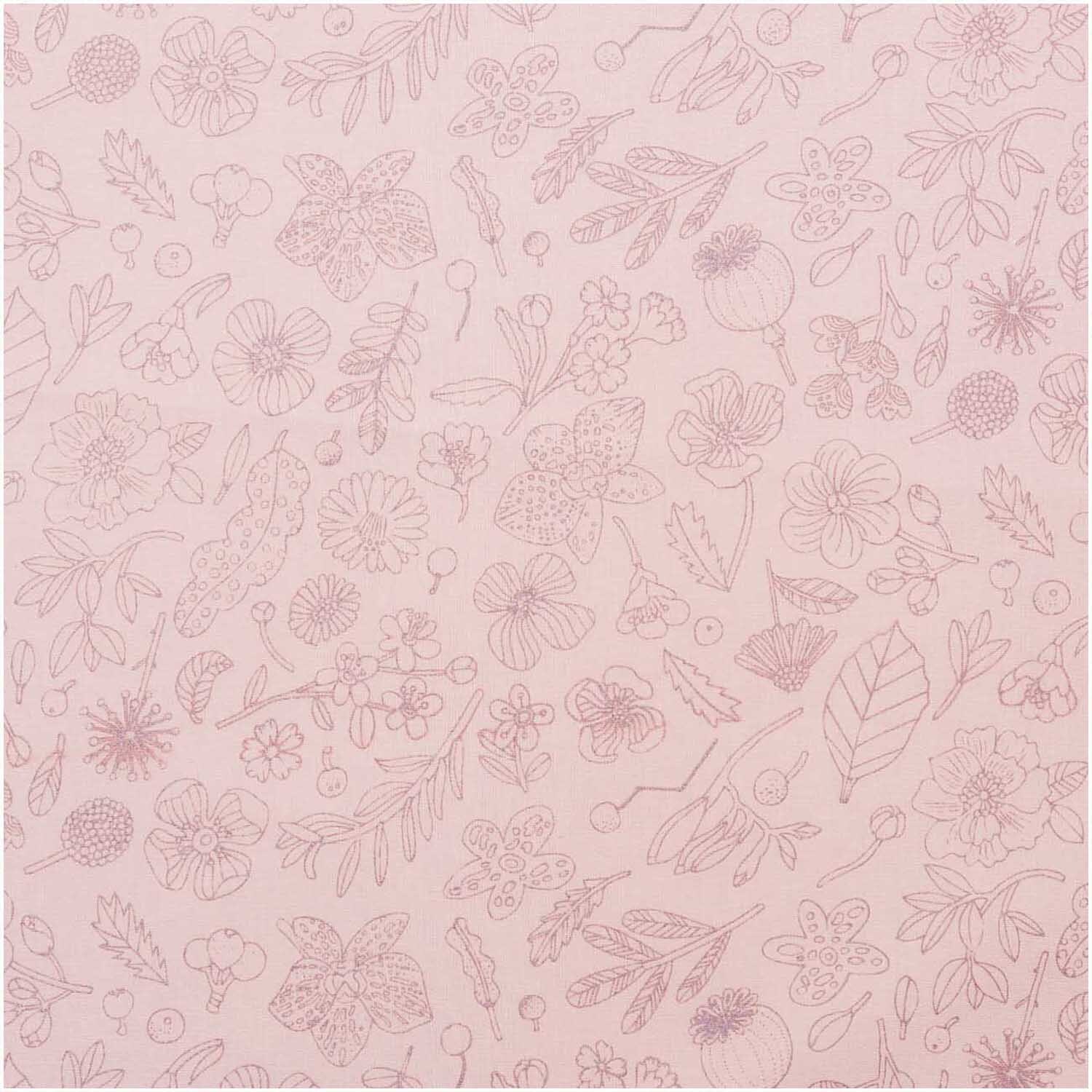 Druckstoff Hygge Blumen rosa-metallic 140cm