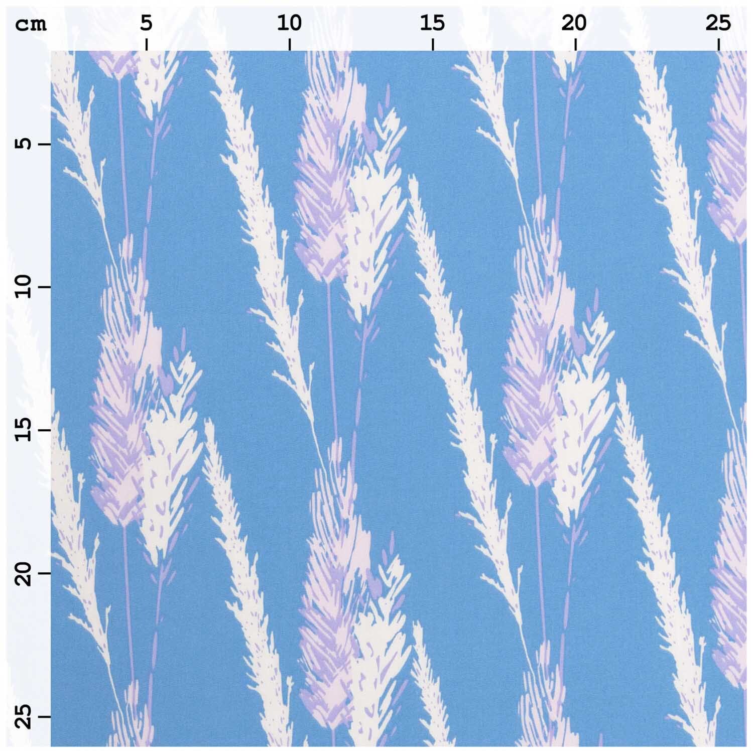 Meterware Druckstoff Pampasgras azur